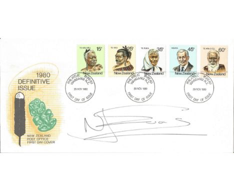 NZ Rugby Nick Evans signed New Zealand FDC 1980 Definitive issue. New Zealand Post Office. Postmark 26th November 1980 Full S