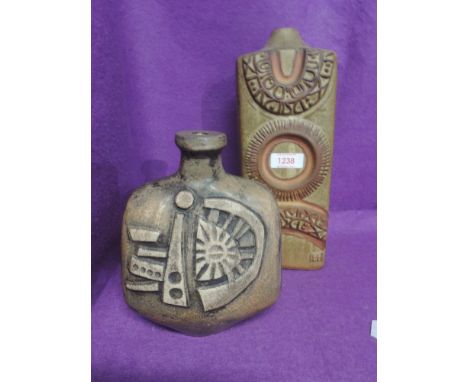 Two 1970's studio style ceramic lamp or light bases 