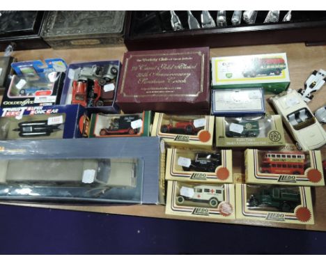 A selection of die cast model cars including Hotwheels James Bond and Lledo