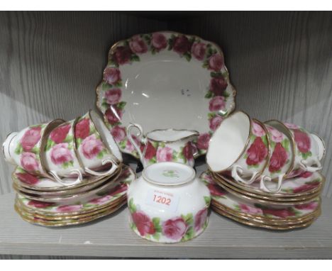 A part tea service by Royal Albert in the Old English Rose designCONDITION REPORT - EXCELLENT CONDITION, CANT SEE ANY CHIPS C