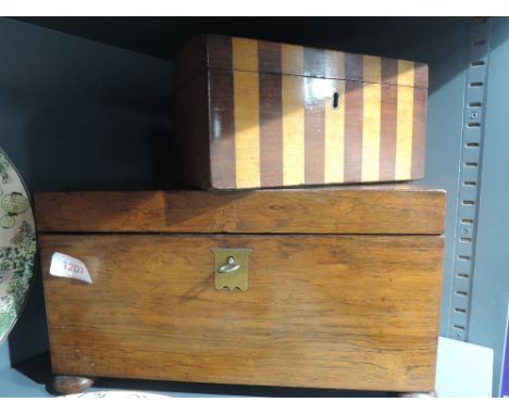 An early 19th century part rose wood tea caddy 