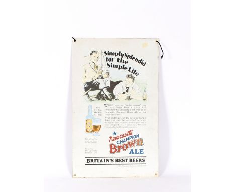 An Art Deco style metal advertising poster, for Newcastle Ale