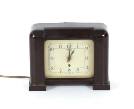 A Timlec Bakelite cased electric mantel clock