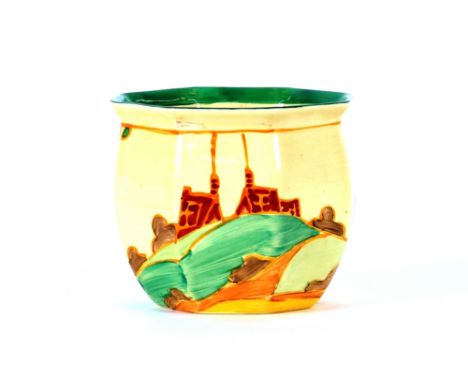 A Clarice Cliff "Bizarre" octagonal shaped posy vase, 9cm high 