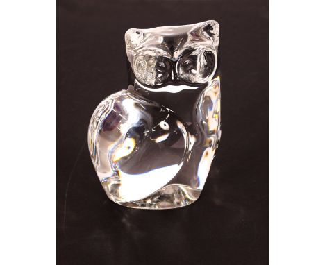 A Orrefors glass owl figure, 16cm high