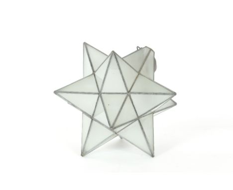 A glass and leaded star shaped pendant light fitting