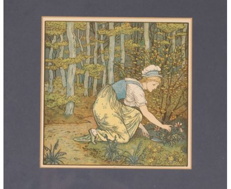 Walter Crane, a pair of original 19th Century fairytale lithographs, signed with monogram in the image, 15cm x 15cm