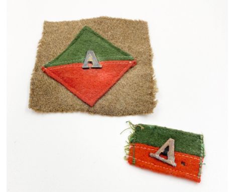 WW1 Australian 6th Light Horse Shoulder Patches with the Letter A for serving at Gallipoli. 