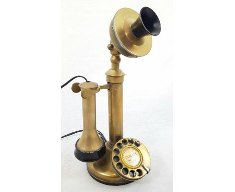 Vintage Brass Candlestick Rotary Dial Telephone.In working order. 32cm tall. 