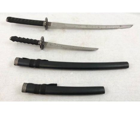 A Samurai Sword and Dagger Set. Both have wall attachment. With Scabbard - 78 and 53cm. 