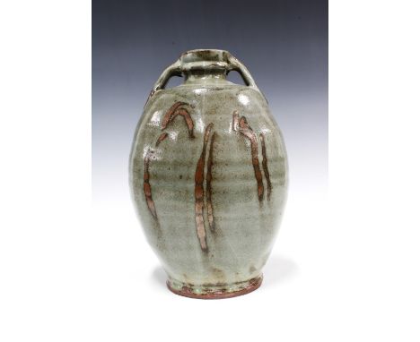 Mike Dodd (British, born 1943) studio pottery vase, cornish rock / mixed ash glaze, 29cm high 