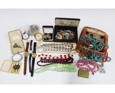 Quantity of vintage and later costume jewellery together with a selection of wristwatches, etc (a lot)