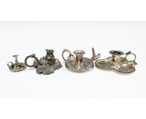Victorian silver chamber candlestick, Birmingham 1892 together with a novelty miniature silver chamber candlestick Chester 18