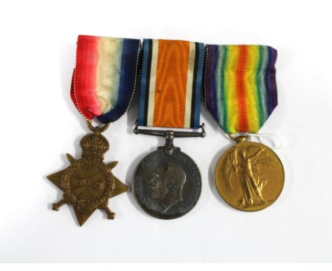WWI medal group, 16029 PTE G COOPER, ESSEX R. with ribbons (3) 