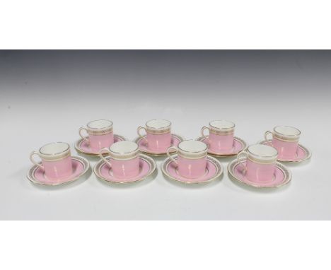 Minton Brocade pattern set of eight bone china coffee cans and saucers, (8) 