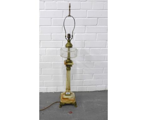 Oil lamp style table lamp with hardstone base, 70cm high excluding fitting 