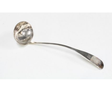 Scottish provincial silver ladle, William Whitecross, Aberdeen, circa 1830, engraved crest and initials, struck with hallmark