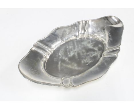 George V silver dish, with frilled edge, Hukin &amp; Heath, London 1912, 32.5cm long 