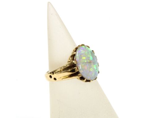 Victorian 18ct gold opal ring, Birmingham 1896, (crack to the opal) 
