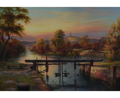 Local Interest* After Graham Twyford (Local Contemporary) a view from Ulverston canal towards the Sir John Barrow Monument on