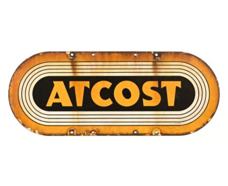 A vintage Atcost enamel sign.  30 x 76 cm.