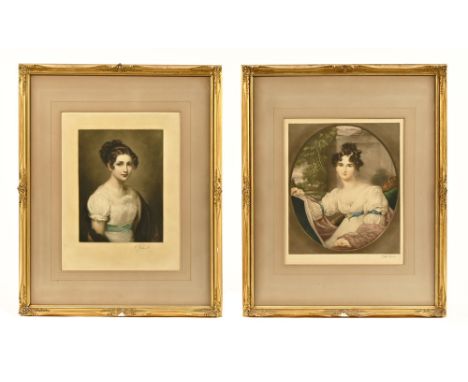 After Sir Thomas Lawrence, a copper plate engraving Princess Metternich, engraved by Clifford R James.  37 cm x 33 cm and ano