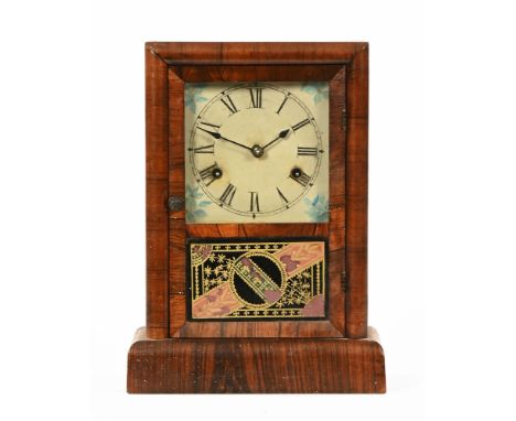 An American rosewood cased spring driven two train mantle clock.  Height 34 cm, width 25 cm.