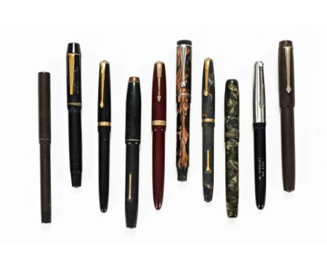 Ten vintage fountain pens, including Conway, Platignum, Plato 66, Conway Stewart, German Orienta etc.