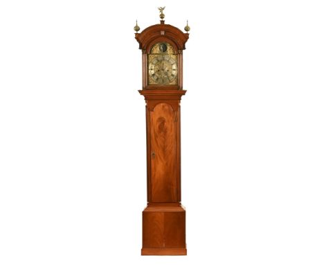 A George III mahogany longcase clock, Samuel Pearse Honiton, with Father Time automaton to arch and with eight day movement. 