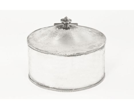 A silver oval caddy of large form, with egg and dart moulded rim and lip.  804 grams, Birmingham 1934 maker G.M. &amp; S., no