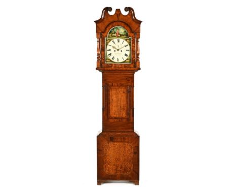 A 19th century oak and mahogany banded longcase clock, by Couldwell Deep-Coull, with eight day striking movement and painted 