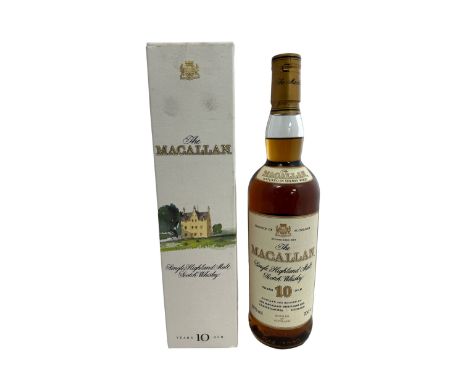 The Macallan Single Highland Malt Scotch whisky 10-year-old in presentation box. 70cl / 40% abv.