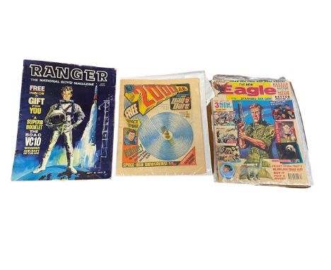 Range of three first edition comics to include Ranger 1965 Issue No.1, 2000 A.D. "Featuring Dan Dare" 1977 Issue No.1 and The