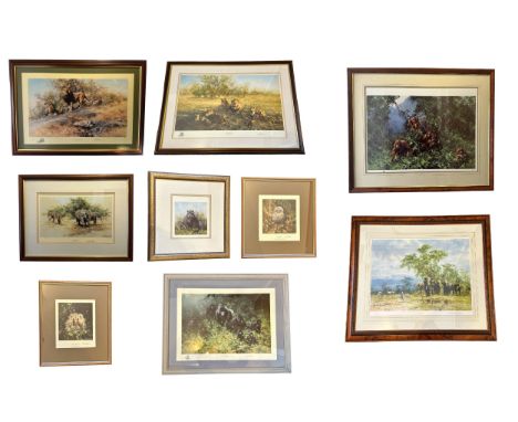 David Shepherd (British, 1931-2017) – Nine framed limited edition prints signed &amp; numbered in pencil, with three large fr