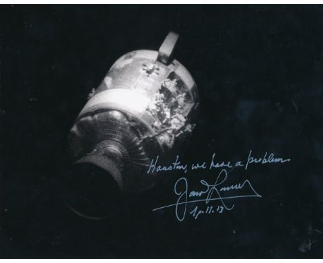 Fred Haise (b.1933) &amp; Jim Lovell (b.1928) Apollo 13 – American Astronauts, a pair of signed photographs. Fred Haise signe