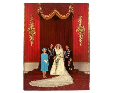 1981 Christmas Card from HM Queen Elizabeth II. Cover with printed colour photo of the Royal wedding of Prince Charles and La
