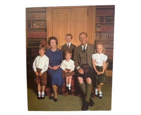 A 1987 Christmas card sent by HM The Queen. Cover with a photograph of The Queen and The Duke of Edinburgh along with their e