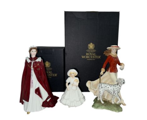 Royal Worcester figurines (3) with boxed Millie with certificate and Katie and unboxed Queen Elizabeth II 2006 80th Birthday 