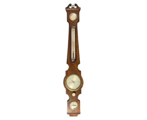 Early/mid 19th Century mahogany four instrument wheel barometer, with a 4.5 inch engraved and silvered dial, inscribed 'D.Coh