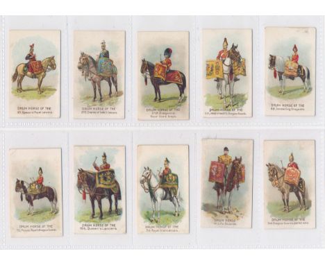 Wills United Services 1909 Drum Horses set of 32, in good condition with some better, the odd card has small corner faults an