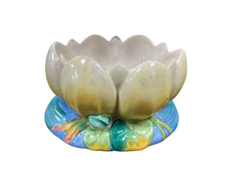 A Clarice Cliff planter shaped as a lilly pad.