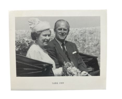 1989 Christmas Card from HM Queen Elizabeth II. Cover with black and white photograph of the Queen and The Duke of Edinburgh 