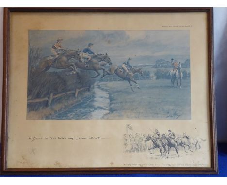 *After CHARLES JOHNSON PAYNE (1884-1967), 'Snaffles'; an ebonised framed and glazed colour print 'A sight to take home and dr