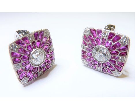 A pair of 18-carat ruby and diamond cluster earrings&nbsp;(The cost of&nbsp;UK postage&nbsp;via Royal Mail Special Delivery f