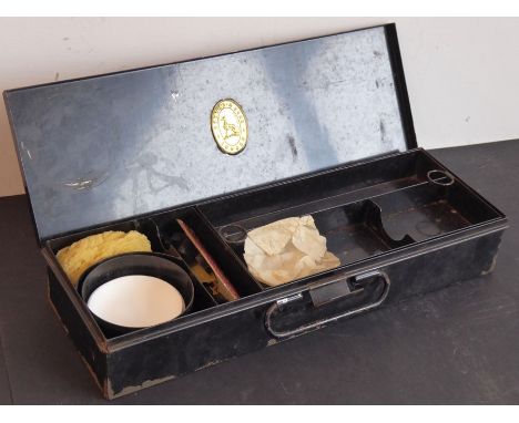 A 19th/early 20th century tin artist's box by Reeves &amp; Sons London; the hinged lid painted with the owner's name 'P. S. L