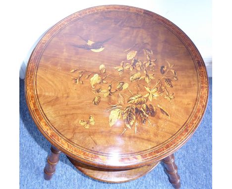 A very fine 19th century Aesthetic Movement circular satinwood, amboyna cross-banded and walnut occasional table, the circula