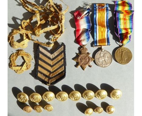 A British World War I naval trio to MID. F. POTTER R.N.R.; together with fourteen Royal Navy brass buttons (eight standard an