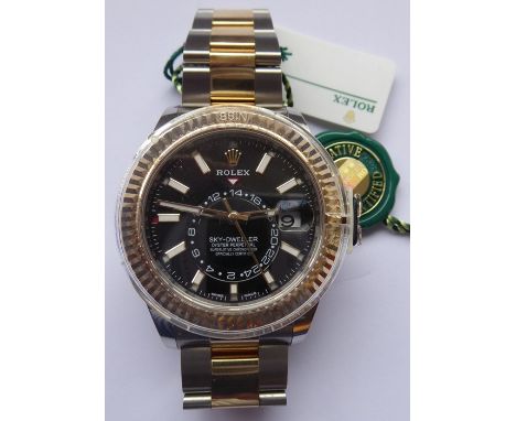 A gentleman's Rolex Oyster Perpetual bi-metal Sky-Dweller (model 326933, Rollasor), purchased new in January 2019, the watch 