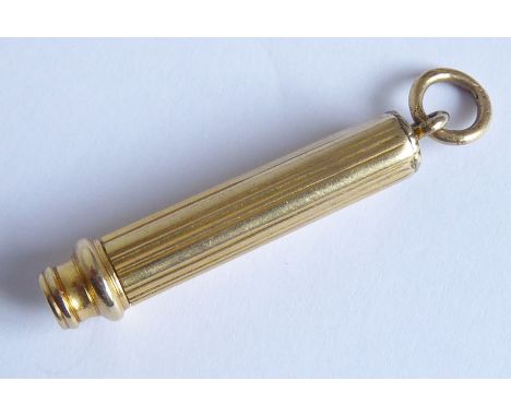 A late 19th/early 20th century yellow-metal (marks rubbed) pencil on fob suspension ring (total length 4.5cm)