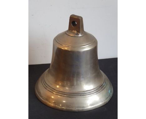 A very heavy vintage fire engine bell (no clapper); probably circa early 20th century (24.5cm high, including suspension lug,